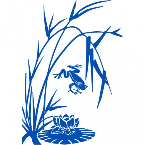 Oriental Grass with Frog & Lily Sticker